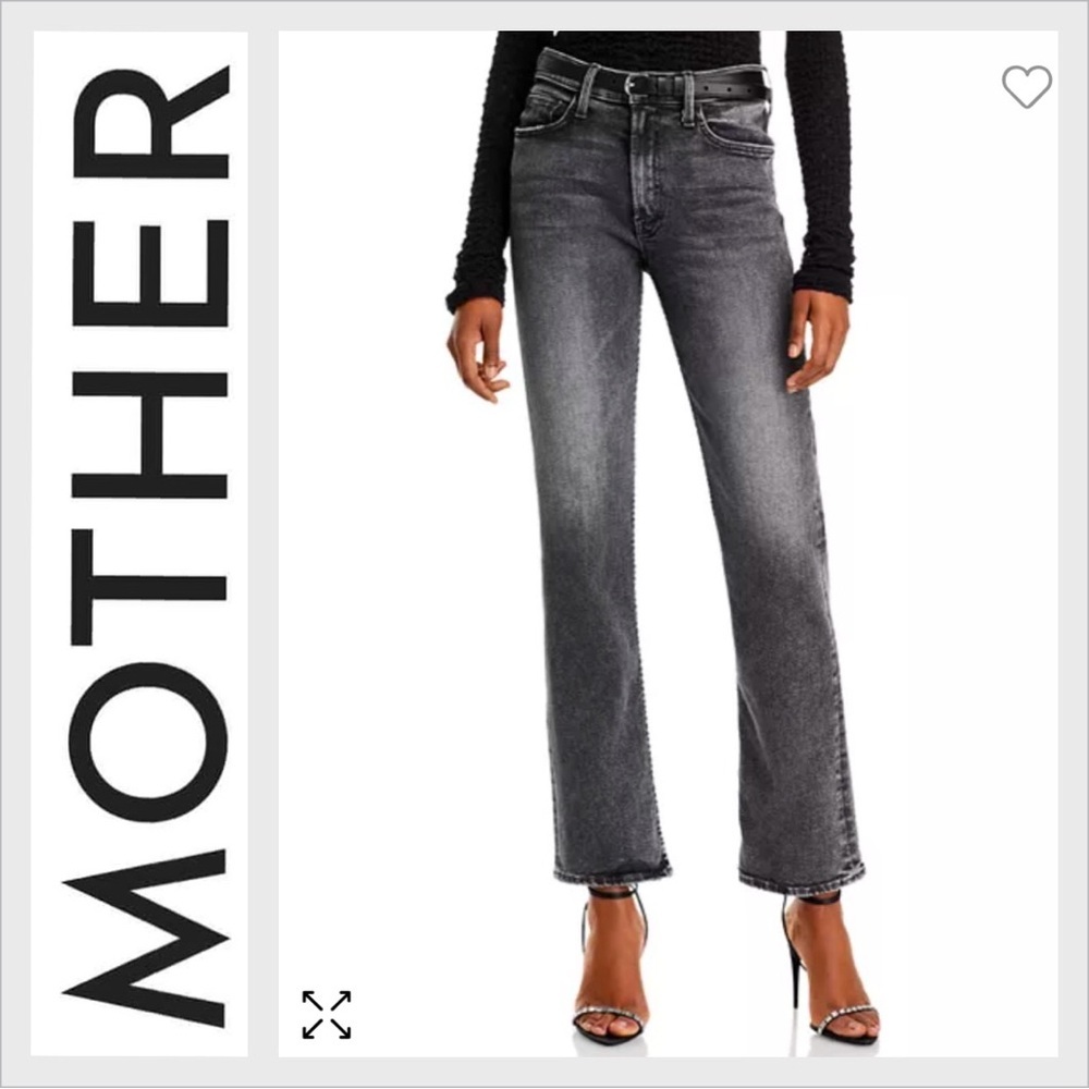 Mother The Midrise Rider Skimp I hate Snakes gray Black 26 jeans